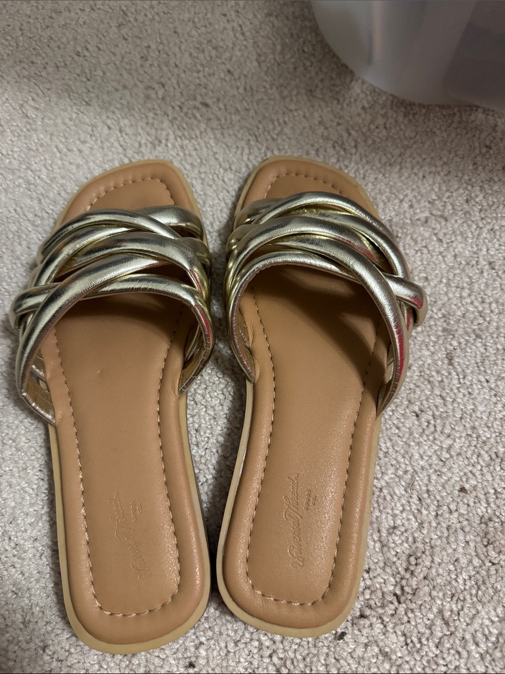 Universal Thread Metallic Gold Braided Slide Sandals